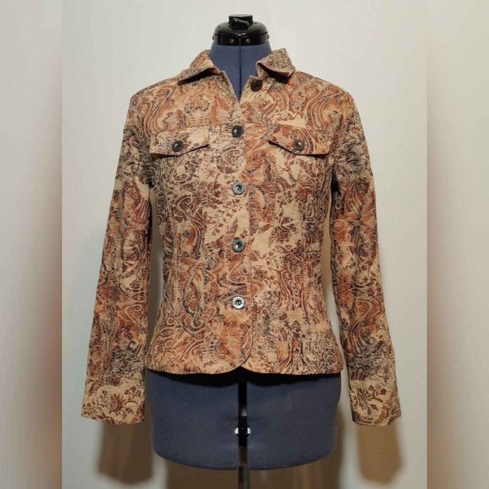 ANALOGY Multicolor Argyle Pattern Embroidered Button Front Blouse